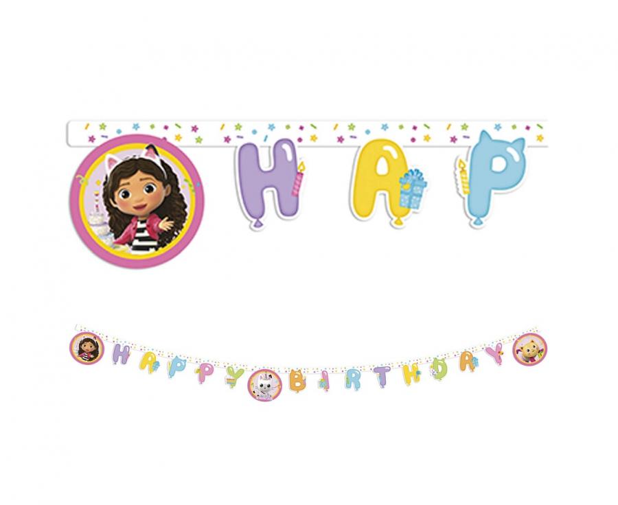 Gabby's Dollhouse - Guirlande Happy Birthday Buldrebasse
