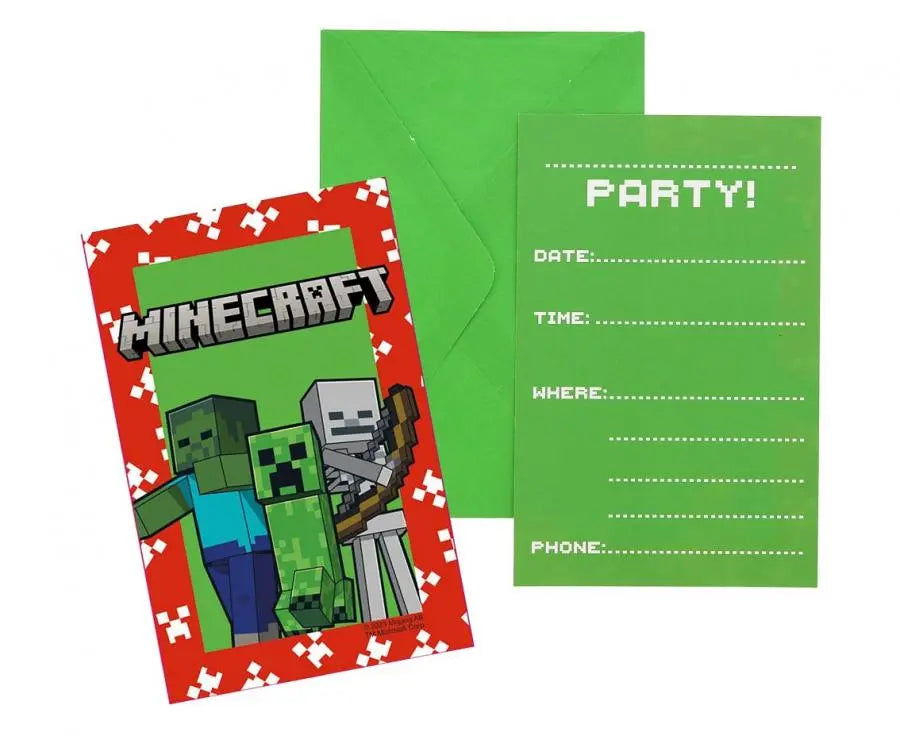 Minecraft Invitationskort – 6 stk. Buldrebasse