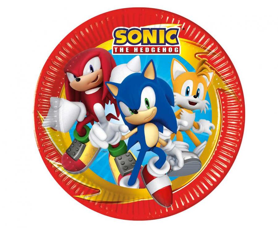 Sonic the Hedgehog - Paptallerkener 8 stk (23 cm) Buldrebasse
